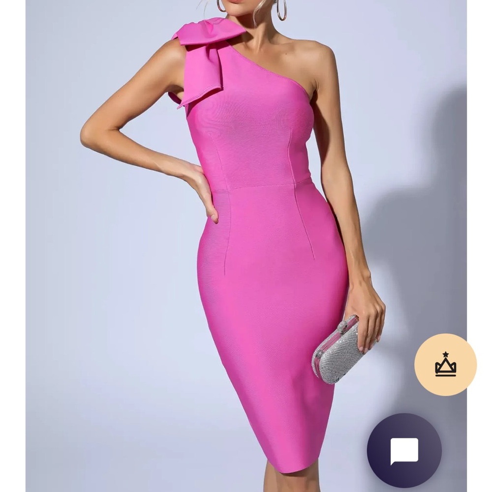 Catchall Pink Gia Dress Bandage Size Medium One Shoulder